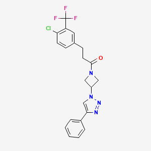 molecular formula C21H18ClF3N4O B2678595 3-(4-chloro-3-(trifluoromethyl)phenyl)-1-(3-(4-phenyl-1H-1,2,3-triazol-1-yl)azetidin-1-yl)propan-1-one CAS No. 2034311-34-5