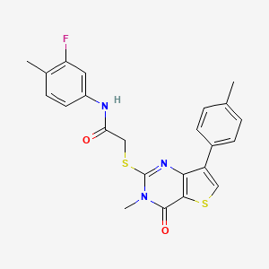 N-(3-fluoro-4-methylphenyl)-2-{[3-methyl-7-(4-methylphenyl)-4-oxo-3,4-dihydrothieno[3,2-d]pyrimidin-2-yl]sulfanyl}acetamide