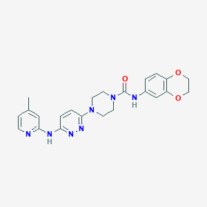 molecular formula C23H25N7O3 B2678610 N-(2,3-二氢苯并[b][1,4]二氧杂杂环-6-基)-4-(6-((4-甲基吡啶-2-基)氨基)吡啶并[3,4-d]嘧啶-3-基)哌嗪-1-甲酰胺 CAS No. 1021221-72-6