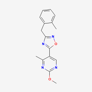 molecular formula C16H16N4O2 B2678626 5-(2-Methoxy-4-methylpyrimidin-5-yl)-3-(2-methylbenzyl)-1,2,4-oxadiazole CAS No. 2034514-72-0
