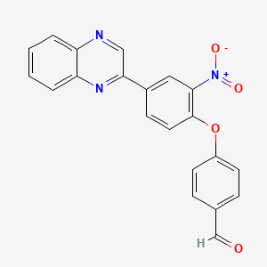 molecular formula C21H13N3O4 B2678629 4-(2-Nitro-4-quinoxalin-2-ylphenoxy)benzaldehyde CAS No. 355400-54-3