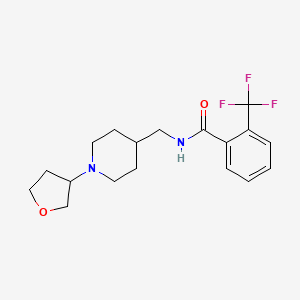 molecular formula C18H23F3N2O2 B2678631 N-((1-(tetrahydrofuran-3-yl)piperidin-4-yl)methyl)-2-(trifluoromethyl)benzamide CAS No. 2034295-32-2