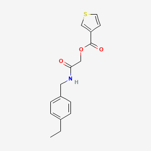 molecular formula C16H17NO3S B2678640 2-((4-乙基苯甲基)氨基)-2-氧代乙基噻吩-3-羧酸酯 CAS No. 1794844-56-6