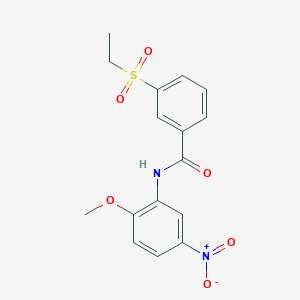 molecular formula C16H16N2O6S B2678642 3-乙基磺酰-N-(2-甲氧基-5-硝基苯基)苯甲酰胺 CAS No. 941959-58-6