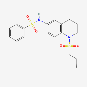 molecular formula C18H22N2O4S2 B2678647 N-(1-(propylsulfonyl)-1,2,3,4-tetrahydroquinolin-6-yl)benzenesulfonamide CAS No. 946241-25-4