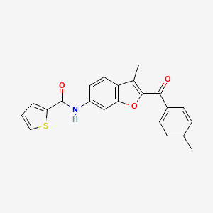 molecular formula C22H17NO3S B2678651 N-[3-methyl-2-(4-methylbenzoyl)-1-benzofuran-6-yl]thiophene-2-carboxamide CAS No. 929371-68-6