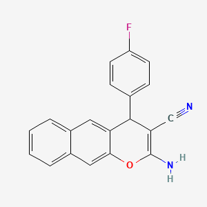 molecular formula C20H13FN2O B2678654 2-amino-4-(4-fluorophenyl)-4H-benzo[g]chromene-3-carbonitrile CAS No. 861208-25-5