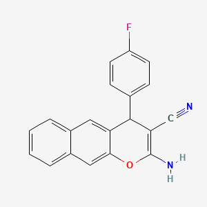 molecular formula C20H13FN2O B2678654 2-氨基-4-(4-氟苯基)-4H-苯并[g]咔喃-3-碳腈 CAS No. 861208-25-5