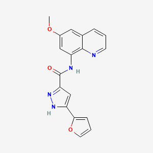 molecular formula C18H14N4O3 B2678656 3-(furan-2-yl)-N-(6-methoxyquinolin-8-yl)-1H-pyrazole-5-carboxamide CAS No. 1305279-34-8