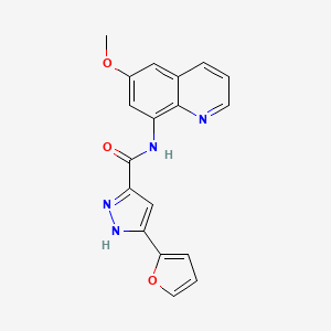 molecular formula C18H14N4O3 B2678656 3-(呋喃-2-基)-N-(6-甲氧基喹啉-8-基)-1H-吡唑-5-羧酰胺 CAS No. 1305279-34-8