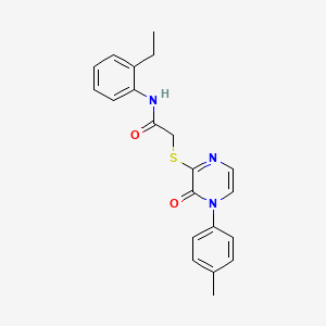 molecular formula C21H21N3O2S B2678657 N-(2-ethylphenyl)-2-((3-oxo-4-(p-tolyl)-3,4-dihydropyrazin-2-yl)thio)acetamide CAS No. 941935-24-6