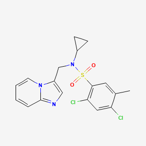 molecular formula C18H17Cl2N3O2S B2678659 2,4-二氯-N-环丙基-N-(咪唑[1,2-a]吡啶-3-基甲基)-5-甲基苯磺酰胺 CAS No. 1448047-38-8