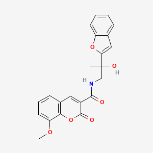 molecular formula C22H19NO6 B2678660 N-(2-(benzofuran-2-yl)-2-hydroxypropyl)-8-methoxy-2-oxo-2H-chromene-3-carboxamide CAS No. 2034277-06-8