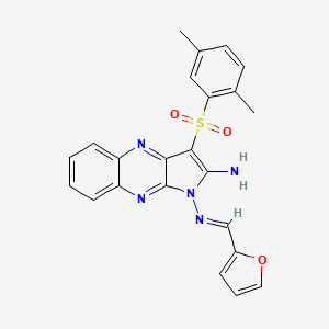 (E)-3-((2,5-dimethylphenyl)sulfonyl)-N1-(furan-2-ylmethylene)-1H-pyrrolo[2,3-b]quinoxaline-1,2-diamine