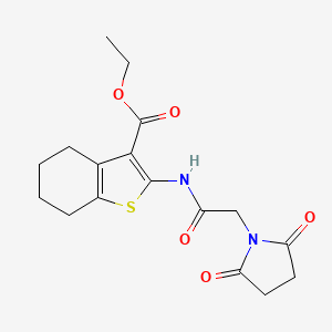 molecular formula C17H20N2O5S B2678666 Ethyl 2-(2-(2,5-dioxopyrrolidin-1-yl)acetamido)-4,5,6,7-tetrahydrobenzo[b]thiophene-3-carboxylate CAS No. 296799-50-3