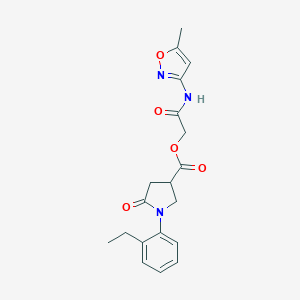 molecular formula C19H21N3O5 B267867 2-[(5-Methyl-3-isoxazolyl)amino]-2-oxoethyl 1-(2-ethylphenyl)-5-oxo-3-pyrrolidinecarboxylate 