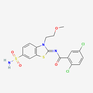 molecular formula C17H15Cl2N3O4S2 B2678670 (Z)-2,5-dichloro-N-(3-(2-methoxyethyl)-6-sulfamoylbenzo[d]thiazol-2(3H)-ylidene)benzamide CAS No. 865159-97-3