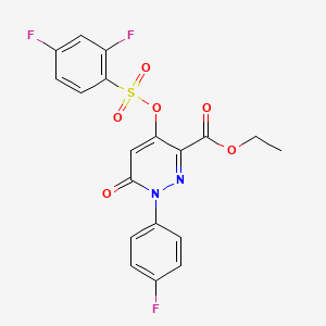 molecular formula C19H13F3N2O6S B2678676 Ethyl 4-(((2,4-difluorophenyl)sulfonyl)oxy)-1-(4-fluorophenyl)-6-oxo-1,6-dihydropyridazine-3-carboxylate CAS No. 899959-63-8