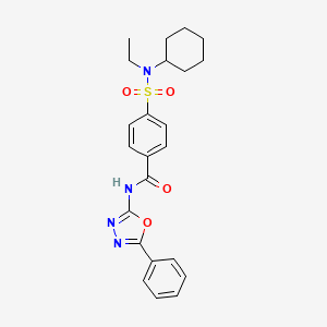 molecular formula C23H26N4O4S B2678678 4-(N-cyclohexyl-N-ethylsulfamoyl)-N-(5-phenyl-1,3,4-oxadiazol-2-yl)benzamide CAS No. 941913-66-2