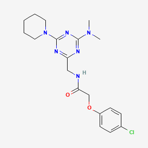 molecular formula C19H25ClN6O2 B2678692 2-(4-chlorophenoxy)-N-((4-(dimethylamino)-6-(piperidin-1-yl)-1,3,5-triazin-2-yl)methyl)acetamide CAS No. 2034407-08-2