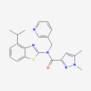 molecular formula C22H23N5OS B2678693 N-(4-isopropylbenzo[d]thiazol-2-yl)-1,5-dimethyl-N-(pyridin-3-ylmethyl)-1H-pyrazole-3-carboxamide CAS No. 1013797-61-9