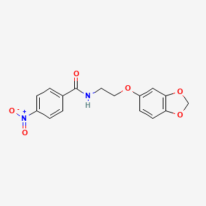 molecular formula C16H14N2O6 B2678697 N-(2-(benzo[d][1,3]dioxol-5-yloxy)ethyl)-4-nitrobenzamide CAS No. 1172868-78-8