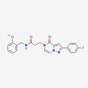 molecular formula C23H21FN4O3 B2678704 3-[2-(4-fluorophenyl)-4-oxopyrazolo[1,5-a]pyrazin-5(4H)-yl]-N-(2-methoxybenzyl)propanamide CAS No. 1326915-39-2
