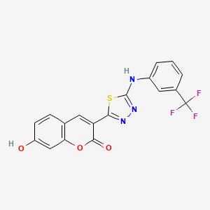 7-hydroxy-3-(5-((3-(trifluoromethyl)phenyl)amino)-1,3,4-thiadiazol-2-yl)-2H-chromen-2-one