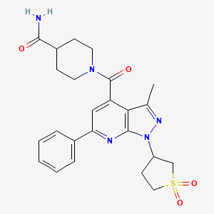 1-(1-(1,1-dioxidotetrahydrothiophen-3-yl)-3-methyl-6-phenyl-1H-pyrazolo[3,4-b]pyridine-4-carbonyl)piperidine-4-carboxamide