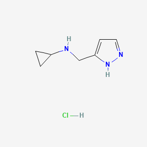 molecular formula C7H12ClN3 B2678714 N-((1H-Pyrazol-3-yl)methyl)cyclopropanamine hydrochloride CAS No. 2228760-81-2