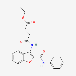 molecular formula C21H20N2O5 B2678715 Ethyl 4-oxo-4-((2-(phenylcarbamoyl)benzofuran-3-yl)amino)butanoate CAS No. 887884-70-0