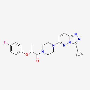 molecular formula C21H23FN6O2 B2678716 1-(4-(3-Cyclopropyl-[1,2,4]triazolo[4,3-b]pyridazin-6-yl)piperazin-1-yl)-2-(4-fluorophenoxy)propan-1-one CAS No. 1058444-23-7