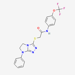 molecular formula C19H16F3N5O2S B2678727 2-((7-苯基-6,7-二氢-5H-咪唑并[2,1-c][1,2,4]三唑-3-基)硫)-N-(4-(三氟甲氧基)苯基)乙酰胺 CAS No. 923113-19-3