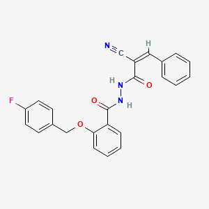 N'-[(Z)-2-cyano-3-phenylprop-2-enoyl]-2-[(4-fluorophenyl)methoxy]benzohydrazide