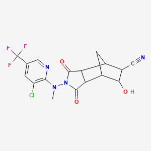 molecular formula C17H14ClF3N4O3 B2678742 4-[[3-氯-5-(三氟甲基)-2-吡啶基](甲基)氨基]-9-羟基-3,5-二氧基-4-氮杂三环[5.2.1.0~2,6~]癸烷-8-碳腈 CAS No. 1005068-81-4