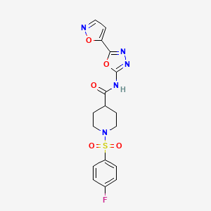 1-((4-fluorophenyl)sulfonyl)-N-(5-(isoxazol-5-yl)-1,3,4-oxadiazol-2-yl)piperidine-4-carboxamide