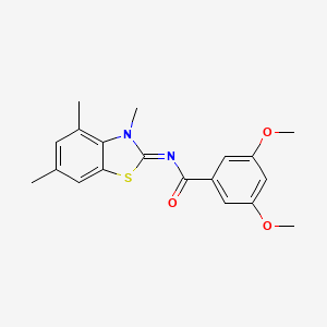 molecular formula C19H20N2O3S B2678750 3,5-dimethoxy-N-(3,4,6-trimethyl-1,3-benzothiazol-2-ylidene)benzamide CAS No. 850903-09-2