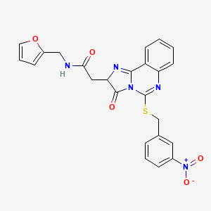 molecular formula C24H19N5O5S B2678754 N-[(furan-2-yl)methyl]-2-(5-{[(3-nitrophenyl)methyl]sulfanyl}-3-oxo-2H,3H-imidazo[1,2-c]quinazolin-2-yl)acetamide CAS No. 958613-48-4