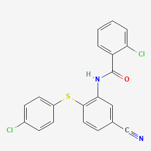 2-chloro-N-{2-[(4-chlorophenyl)sulfanyl]-5-cyanophenyl}benzenecarboxamide