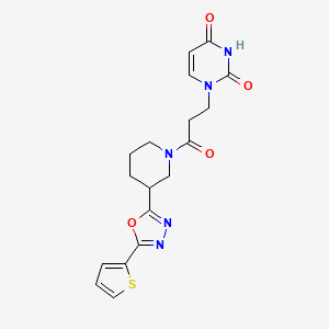 1-(3-oxo-3-(3-(5-(thiophen-2-yl)-1,3,4-oxadiazol-2-yl)piperidin-1-yl)propyl)pyrimidine-2,4(1H,3H)-dione