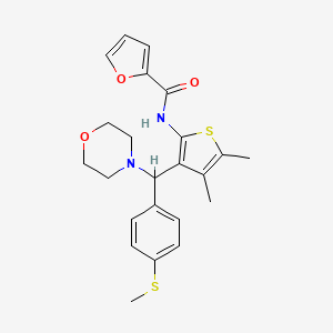 molecular formula C23H26N2O3S2 B2678767 N-(4,5-dimethyl-3-((4-(methylthio)phenyl)(morpholino)methyl)thiophen-2-yl)furan-2-carboxamide CAS No. 618405-65-5