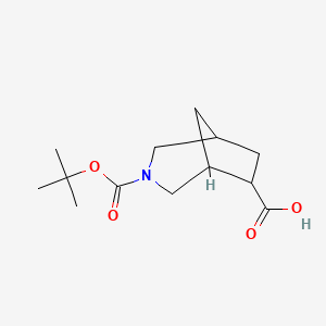 molecular formula C13H21NO4 B2678778 3-[(2-Methylpropan-2-yl)oxycarbonyl]-3-azabicyclo[3.2.1]octane-6-carboxylic acid CAS No. 2287288-75-7