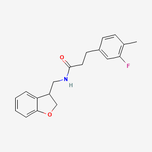 molecular formula C19H20FNO2 B2678780 N-((2,3-dihydrobenzofuran-3-yl)methyl)-3-(3-fluoro-4-methylphenyl)propanamide CAS No. 2320663-42-9