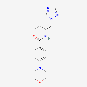 molecular formula C18H25N5O2 B2678791 N-(3-甲基-1-(1H-1,2,4-三唑-1-基)丁基)-4-吗啉基苯甲酰胺 CAS No. 2034306-34-6