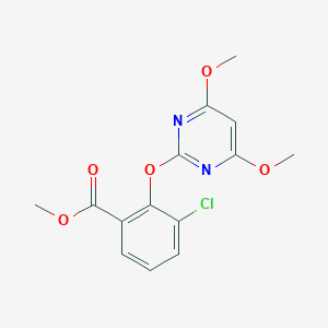 molecular formula C14H13ClN2O5 B267880 Methyl 3-chloro-2-[(4,6-dimethoxy-2-pyrimidinyl)oxy]benzoate 