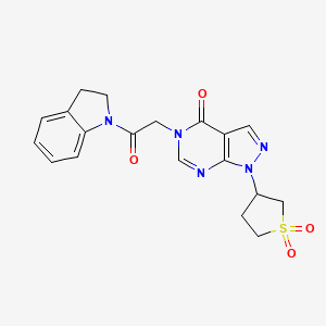 molecular formula C19H19N5O4S B2678800 1-(1,1-dioxidotetrahydrothiophen-3-yl)-5-(2-(indolin-1-yl)-2-oxoethyl)-1H-pyrazolo[3,4-d]pyrimidin-4(5H)-one CAS No. 1040646-34-1