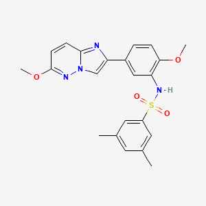 molecular formula C22H22N4O4S B2678816 N-(2-methoxy-5-(6-methoxyimidazo[1,2-b]pyridazin-2-yl)phenyl)-3,5-dimethylbenzenesulfonamide CAS No. 952998-34-4