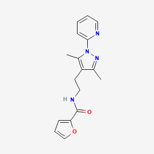 molecular formula C17H18N4O2 B2678829 N-(2-(3,5-dimethyl-1-(pyridin-2-yl)-1H-pyrazol-4-yl)ethyl)furan-2-carboxamide CAS No. 2034256-74-9