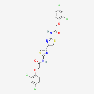 molecular formula C22H14Cl4N4O4S2 B2678835 2-(2,4-二氯苯氧基)-N-[4-[2-[[2-(2,4-二氯苯氧基)乙酰]氨基]-1,3-噻唑-4-基]-1,3-噻唑-2-基]乙酰胺 CAS No. 393838-79-4