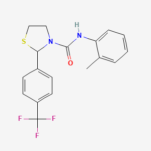 molecular formula C18H17F3N2OS B2678838 N-(2-methylphenyl)-2-[4-(trifluoromethyl)phenyl]-1,3-thiazolidine-3-carboxamide CAS No. 859464-08-7
